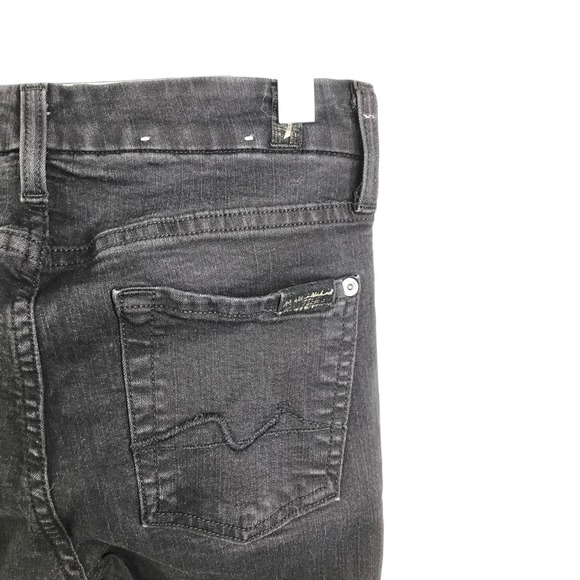 7 For All Mankind Womens Skinny Jeans Mid-Rise Black Dark Wash Cotton Stretch 26 - Picture 5 of 9